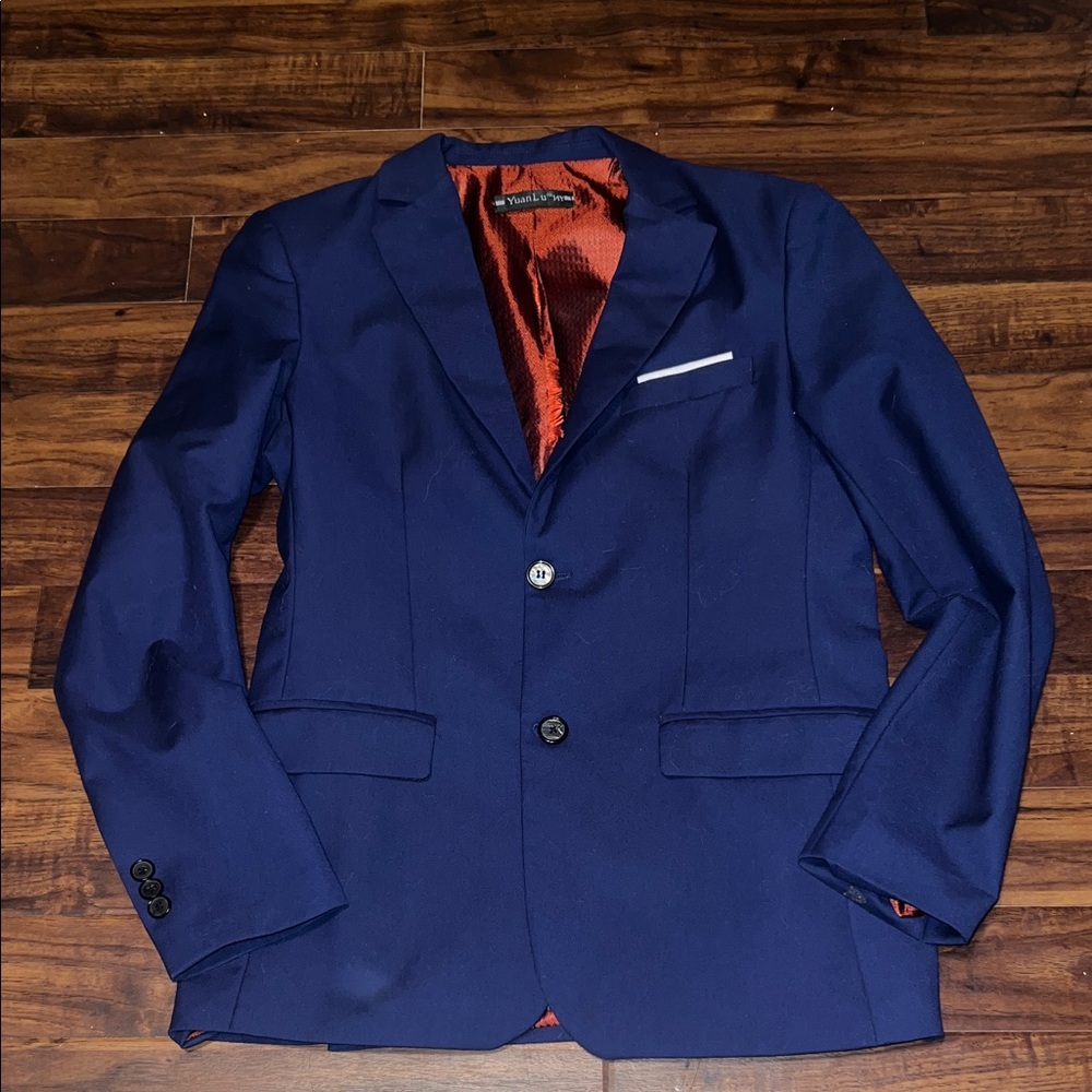 Boys Navy Blazer with Red Lining